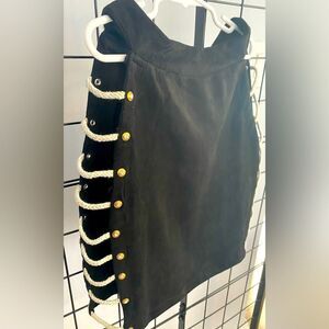 Sexy black faux suede with cutout sides mini skirt NWOT